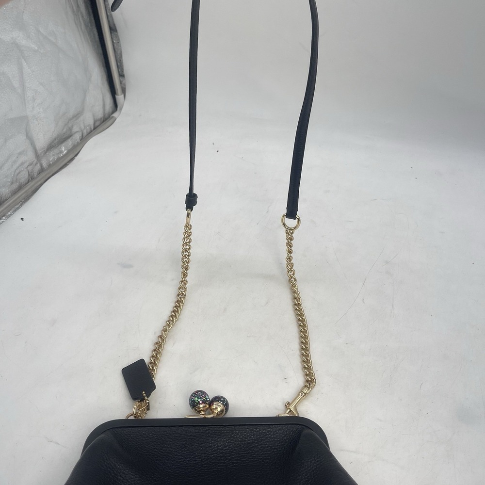 Coach Nora Kisslock Crossbody Shoulder Bag Black Chain - Picture 7 of 13